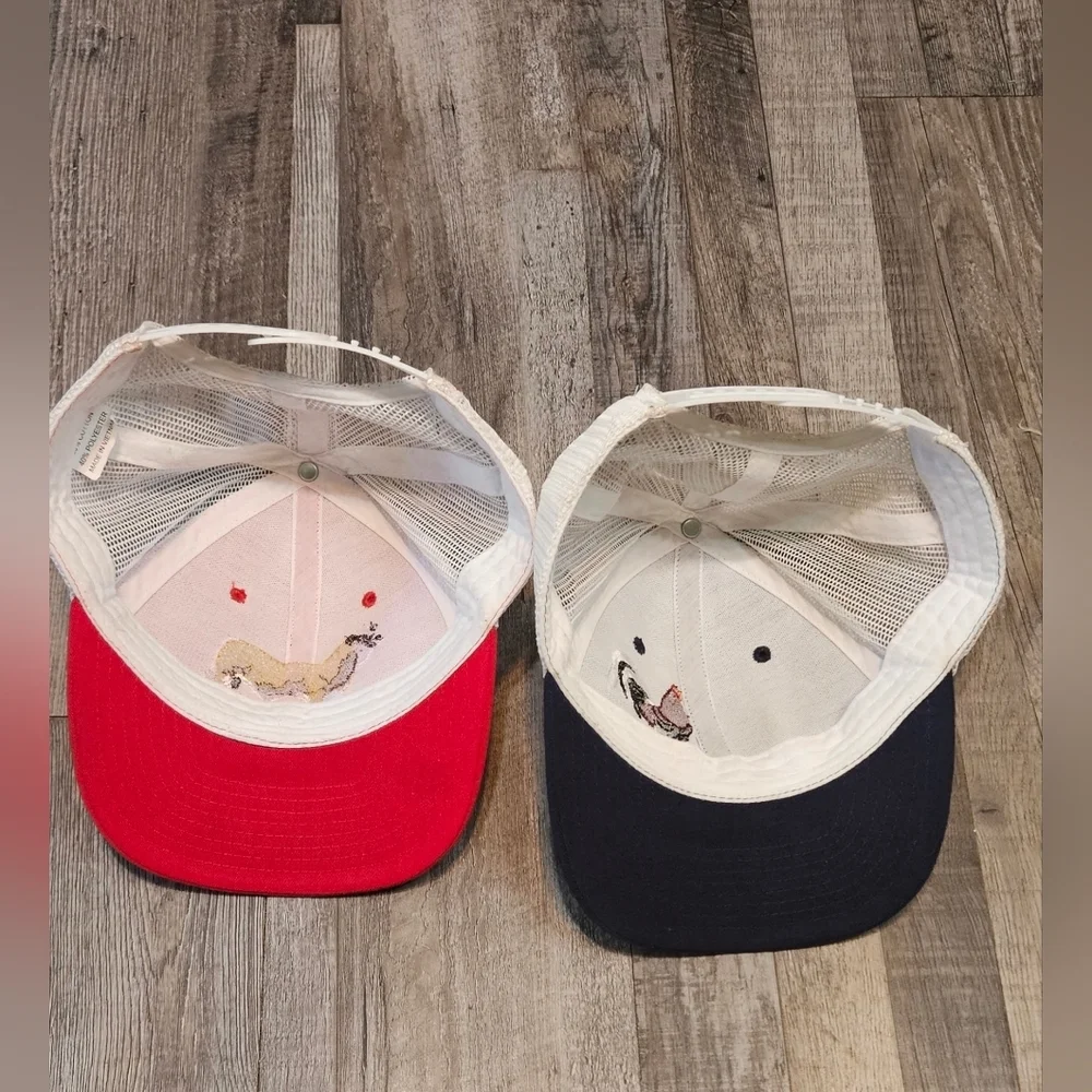 💙🩵Boys Mesh Hats Red And Blue, Bull And Rooster Embroidery🩵💙‎